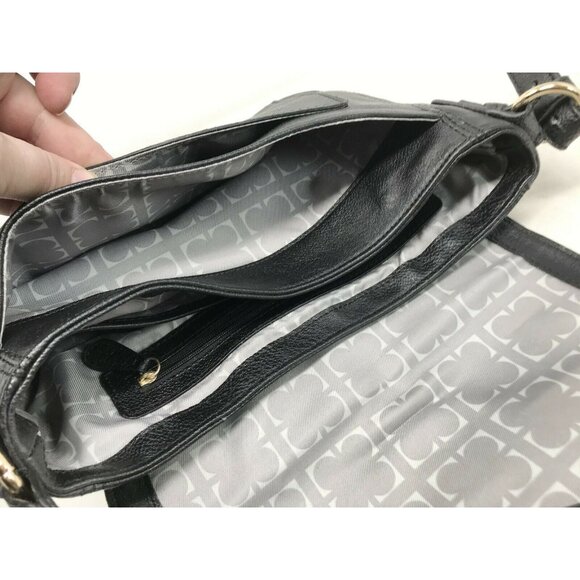 LIZ CLAIBORNE Black Faux Leather Crossbody Bag w Large Front Buckle - Picture 7 of 12